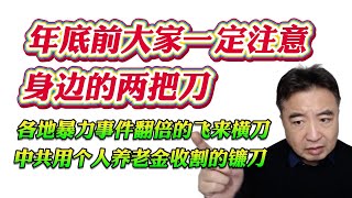 翟山鹰：年底前大家一定注意身边的两把刀。 各地暴力事件翻倍的飞来横刀中共用个人养老金收割的镰刀