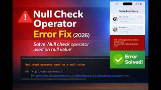 Flutter Null Check Operator Error Fix (2026) ✅ || Solved "Null check operator used on null value"