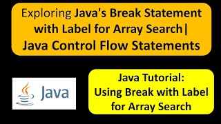 Exploring Java's Break Statement with Label for Array Search| Java Control Flow Statements