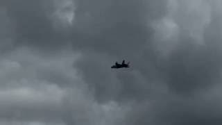 Lockheed Martin F-35B Lightning II transitioning from vertical to horizontal flight - Farnborough