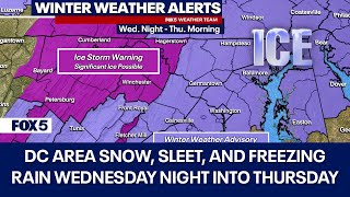 DC area snow, sleet, and freezing rain mix Wednesday night