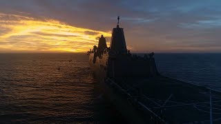 NASA's Test Orion Spacecraft in the Pacific Ocean at Sunset