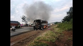 मानपुर भैरूघाट में वॉल्वो बस में लगी आग[Volvo Bus catches fire in Bheirughat]- Manmohan Gunawad