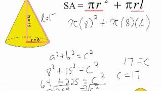 Surface Area Of A Cone - Slant Height Not Given