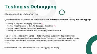 Testing vs Debugging | ISTQB Foundation Exam Prep