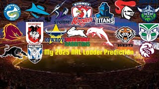 My 2025 Offical NRL Ladder Prediction