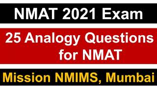 NMAT 2021 Exam: 25 Important Analogy Questions for NMAT || Must Watch