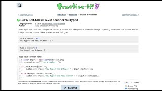 Java Practice It || 5.25 scannerYouTyped || Scanner, input, if/ else statement