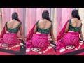 Perfect Saree Back Pose With Green Backless Blouse | Indoor Saree Fashion Vlog | Silk Saree Video