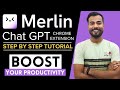 Merlin ChatGpt Chrome Extension Tutorial In Hindi For Beginners | Merlin - Free ChatGpt AI Assistant