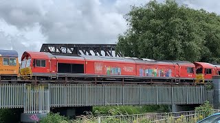 GBRF and DB Class 66 Convoy Passing Peterborough East Jn