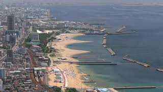 須磨浦山上遊園から見る須磨海岸と山陽本線須磨駅　Suma Beach from Sumaura Sanjo Yuen Park Kobe　(2017.8)