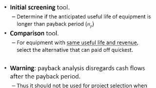 CVE 267 - Class 34 (Payback Analysis and Comparing Alternatives) 24 April 2016