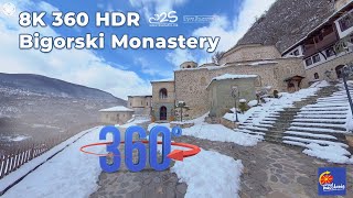 8K HDR Bigorski Monastery in Winter - Virtual Tour - Relax and ambience video