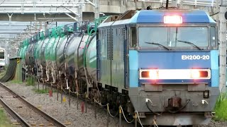 【JR貨物】ブルーサンダーEH200-20号機牽引貨物列車 石和温泉駅通過