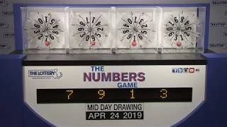 Midday Numbers Game Drawing: Wednesday, April 24, 2019