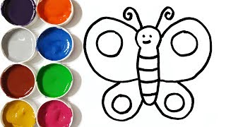 Rainbow Butterfly How to Drawing, Coloring for Kids and Toddlers | Best Art Colors for Children