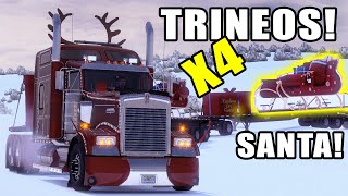 Transportando Los TRINEOS (4) de Santa Claus con Kenworth W900 Ruta American Truck Simulator