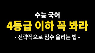 국어 4등급 이하, 전략적으로 점수 올리는 법