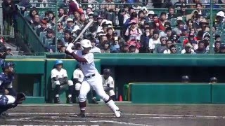 甲子園初打席でタイムリー【常総学院 宮里選手(２年)】第88回 選抜高校野球 常総学院 vs 鹿児島実１回戦