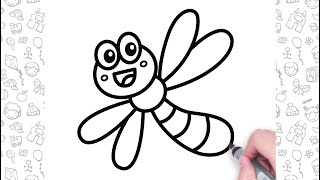 Draw a Dragonfly for Kids | Bolalar uchun ninachi rasm chizish | Рисуем стрекозу для детей