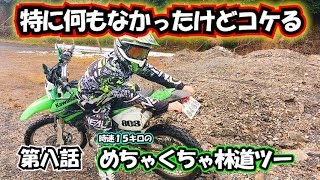 [モトブログ]時速15キロのめちゃくちゃ林道ツーリング 第8話 KLX125 250 KTM 静岡襲撃 桃茶 カマキリオフロード ガチ勢 motovlog kawasaki コケる 散る