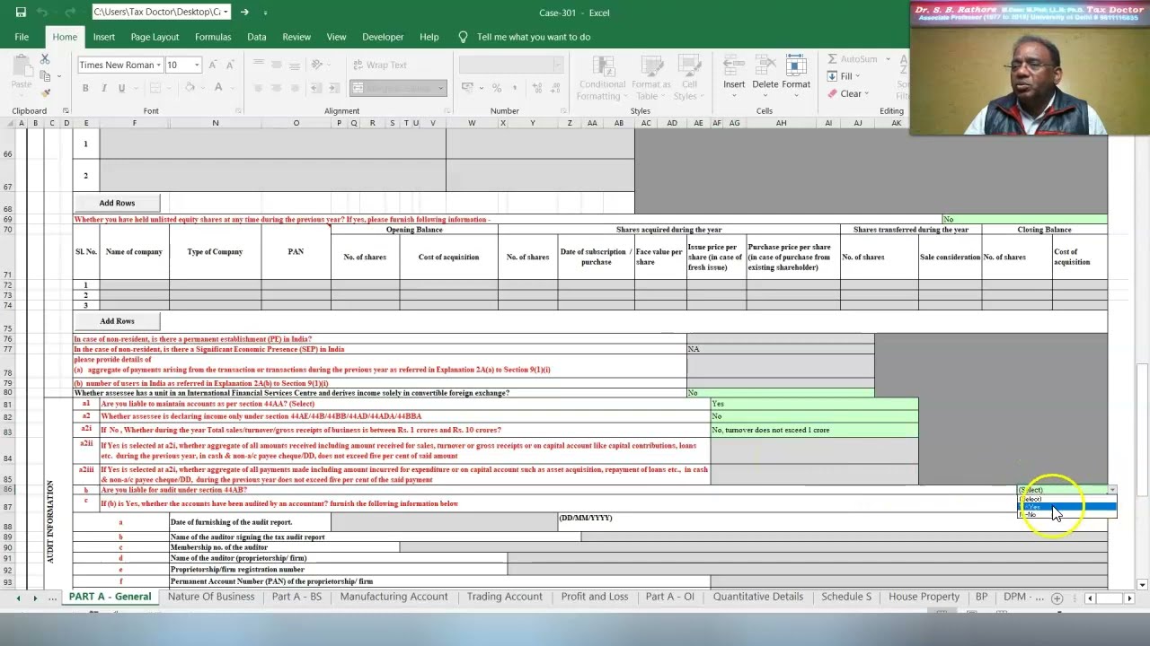 B.Com(Hons) Sem-IV: E-Filing Of Returns; Case-301 On ITR-3 From Book By ...