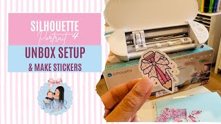 Silhouette Unboxing Portrait 4, Set up and Print and Cut Valentine Teacher Stickers