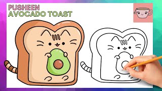 How To Draw Pusheen Cat - Avocado Toast | Cute Easy Step By Step Drawing Tutorial