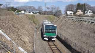 烏山線「ＥＶーＥ３０１系」通過