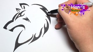 Easy How To Draw A Tattoo Style Tribal Wolf Head