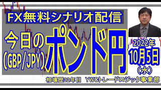 【FX】今日のポンド円 予想【10月5日(水)】毎朝更新 [ 2022年]｜勝ち組FXトレーダーを育成するYWCトレードロジック事業部：若尾 裕二｜