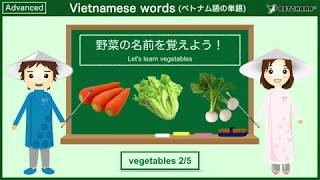 【90秒】ベトナム語で野菜(2)の名前を覚えよう！Let's learn Vegetables