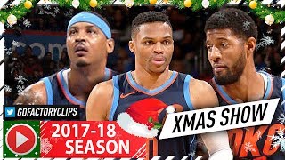 Russell Westbrook, Carmelo Anthony & Paul George XMAS Highlights vs Rockets (2017.12.25) - UNREAL!