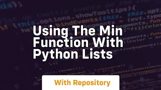 Using the min function with python lists