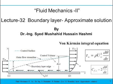 Fluid Mechanics Lecture 32 Boundary Layer Approximate Solution