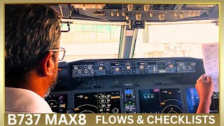 B737 MAX8 Flows and Checklist | COCKPIT VIEW