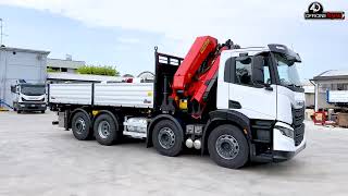 IVECO AD350, 4 assi con gru PALFINGER dietro cabina