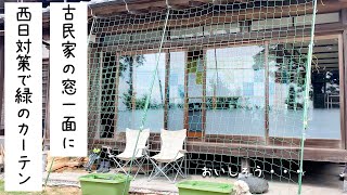 A huge green curtain on the wide window of an old folk house! Let's make it for the first time!