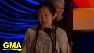 Chloé Zhao accepts the Best Picture Academy Award for her film ‘Nomadland’ | GMA