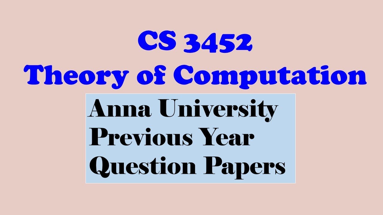 CS3452 Theory Of Computation | Anna University Previous Year Question ...