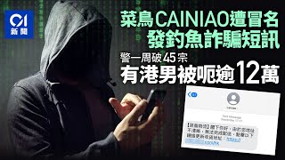 菜鳥CAINIAO遭冒名發釣魚詐騙短訊 警一周破45宗 1男被騙逾12萬｜01新聞｜菜鳥｜淘寶｜詐騙｜釣魚短訊｜CAINIAO