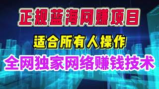 2023🔥正规蓝海网赚项目全网独家网络赚钱技术，可实现24小时躺着睡觉都在赚钱的项目！可长期永久性操作！