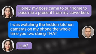 Caught My Wife Cheating With My Boss While Kids Was At Home & Filmed It On Hidden Camera. APPLE Text
