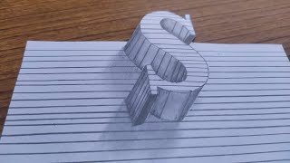 How To Drawing 3D Floating Letter S on Line Paper 3D Trick Art with pencil