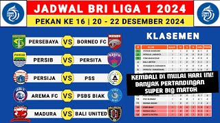 Jadwal Liga 1 2024 Pekan 16 - Persebaya vs Borneo FC - Persib vs Persita - Liga 1 Indonesia 2024