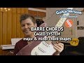 BARRE CHORDS - CAGED SYSTEM explained - CHORD SHAPES - minor & major