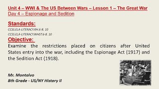 World War I Espionage Sedition