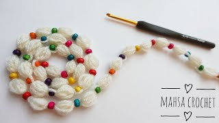 چطوری با کاموا و مهره چوبی، بند ببافیم؟ آموزش بافت بند با قلاب| Mahsa Crochet