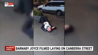 Barnaby Joyce responds to footage of him lying on a footpath